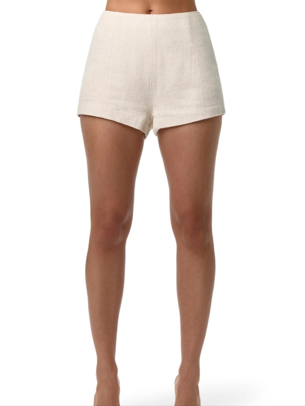 NWT naked wardrobe Cream High-Rise Linen-Blend Shorts